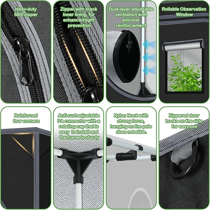 Grow Tent 36"x36"x72" 600D Mylar Hydroponic High Reflective Grow Tents - Image 3