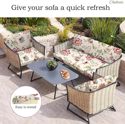 14pcs Single Seat Floral Print Outdoor Couch Cover, Waterproof Elastic - Image 5