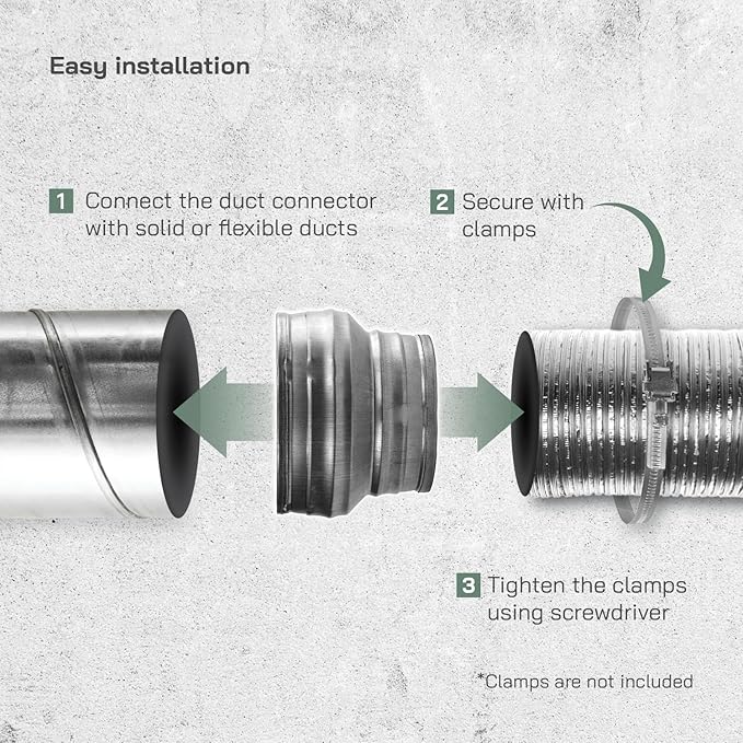 Vent Systems 4" Inch to 3" Inch Duct Reducer – Galvanized Steel HVAC Pipe - Image 3