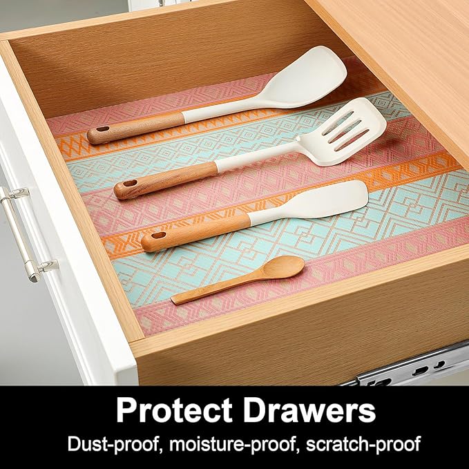 Cooyes Shelf Liners for Kitchen Cabinets, Refrigerator Liners Waterproof & - Image 4