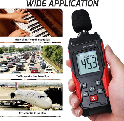 Noise Decibel Meter Portable Sound Level Meter SPL Meter 30 to 130dBA Range - Image 8