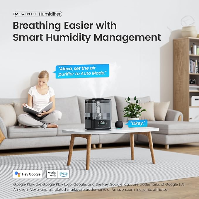 Smart Humidifiers for Bedroom Large Room Home, 6L Cool Mist Top Fill Humidifier - Image 3