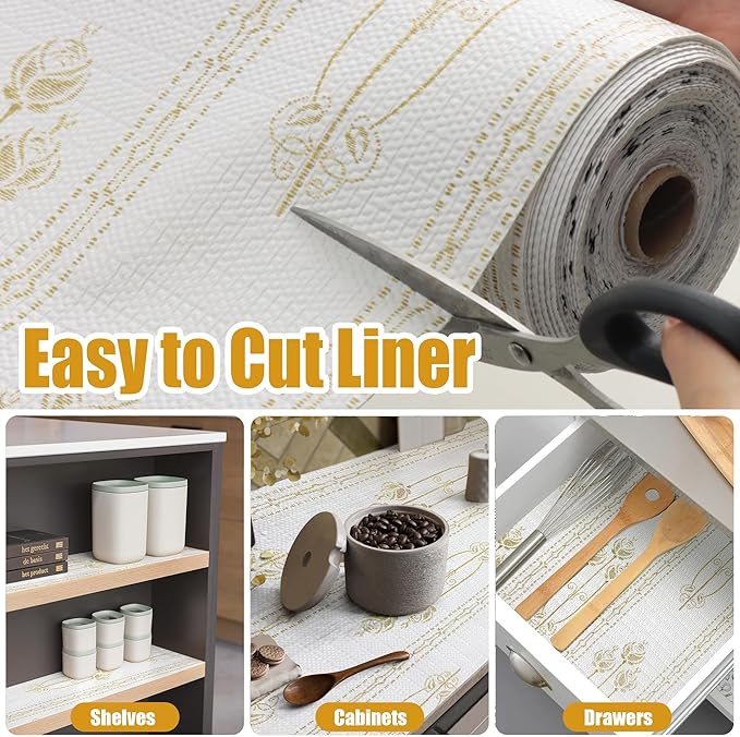 Drawer and Shelf Liner for Kitchen Cabinets Non-Adhesive Drawer Liners Floral - Image 7