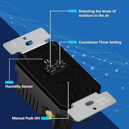 LIDER No Neutral Wire Required Humidity Sensor Switch, Automatic Humidity - Image 6