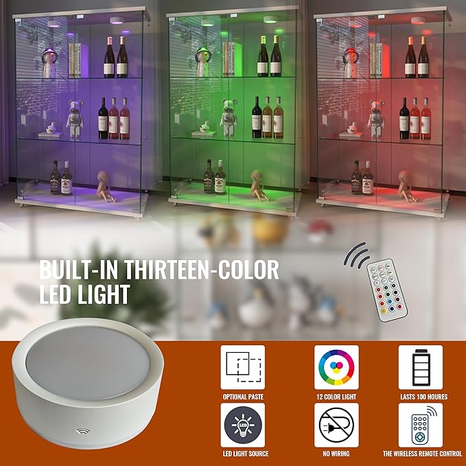 Yoluckea 3-Tier Glass Display Cabinet - Image 3