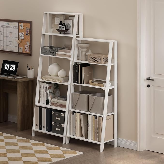 Furinno Ladder Book Shelf, 5-Tier Ladder Shelf, Display Storage Shelves - Image 4