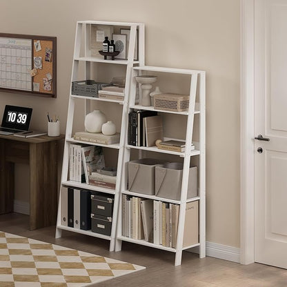 Furinno Ladder Book Shelf, 5-Tier Ladder Shelf, Display Storage Shelves - Image 4