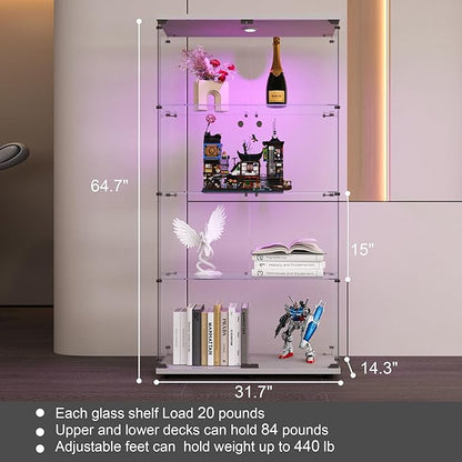 Yoluckea 4 Shelves Glass Display Cabinet - Image 2