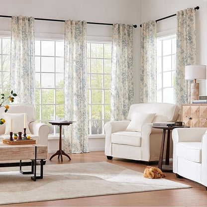 jinchan Linen Floral Curtains 84 Inch Length - Image 2