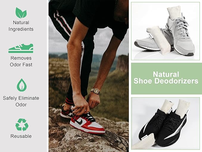 12 Pack Bamboo Charcoal Shoe Deodorizer Bags，Shoe Odor Eliminator, Charcoal Air - Image 5