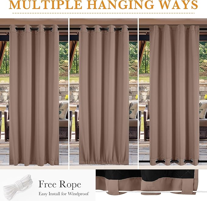 RYB HOME Outdoor/Indoor Thermal Insulated Fade-Resistant Blackout Curtains 84 - Image 6