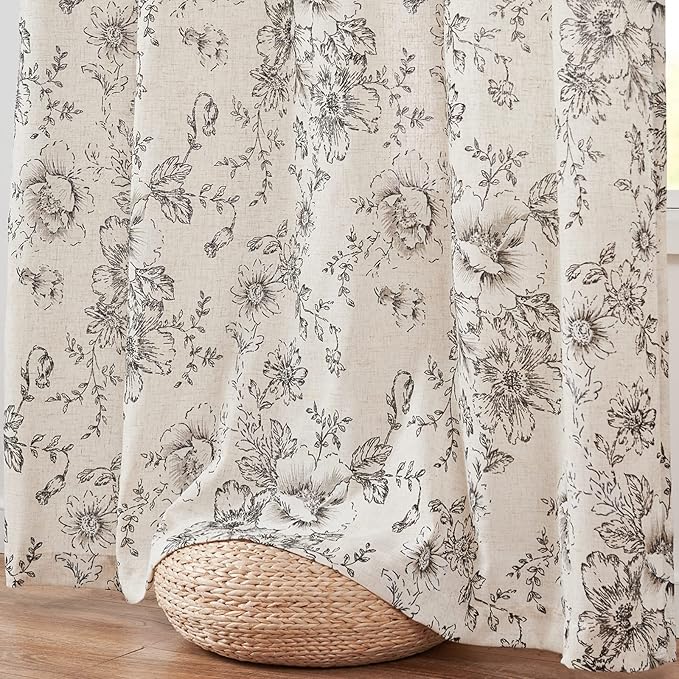 jinchan Linen Floral Curtains 100 Inch Extra Wide - Image 7