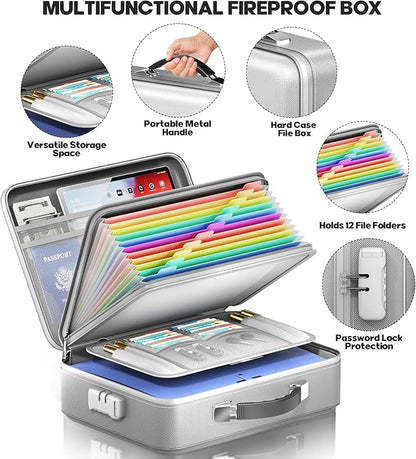 Fireproof Document Box, Hard Case Highly Flame-Resistant Fire Proof Waterproof - Image 5