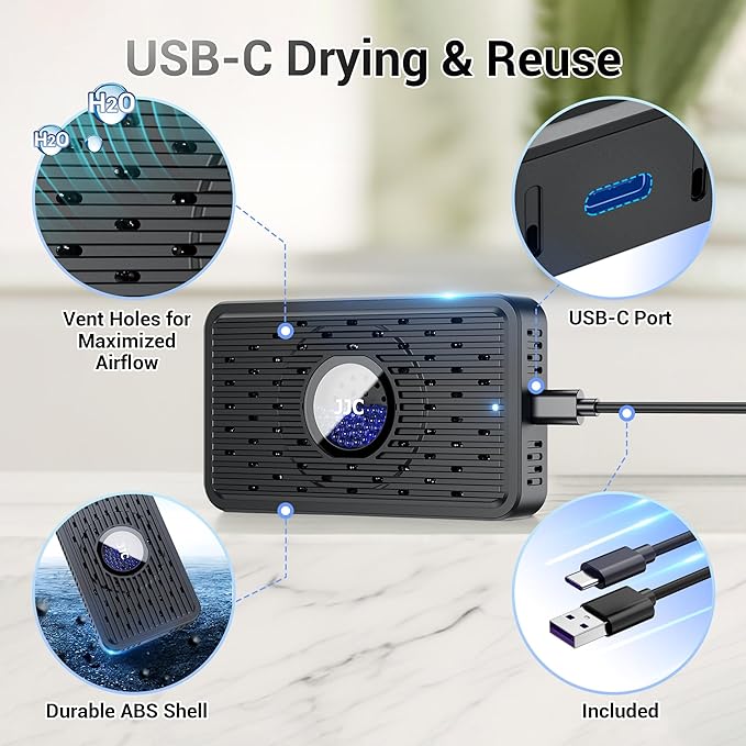 Auto Power-off USB Rechargeable Gun Safe Dehumidifier Desiccant, Small Reusable - Image 2