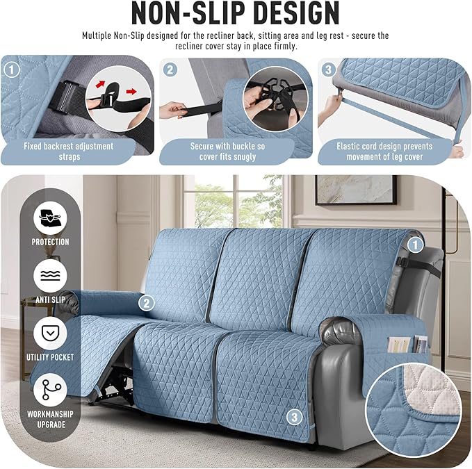 TAOCOCO 100% Waterproof Recliner Cover, Non-Slip Washable Reclining Couch Cover - Image 5