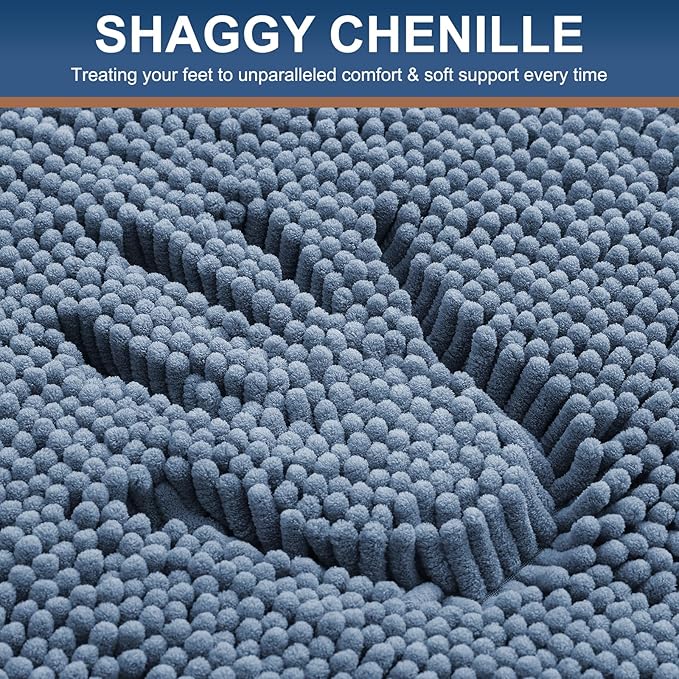 Smiry Luxury Chenille Bathroom Rugs 40x32, Extra Soft and Absorbent Shaggy Bath - Image 3