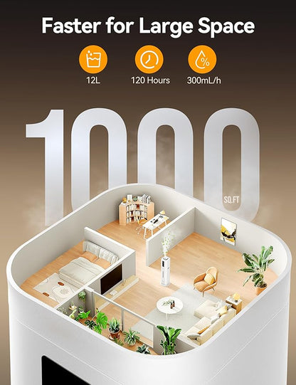 VAGKRI 12L Humidifiers for Large Room, Last 120 Hours, Cover up to 1000ft² - Image 2