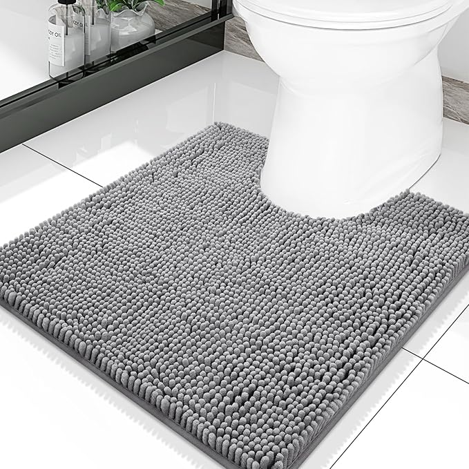Smiry Luxury Chenille Toilet Rugs U-Shaped 20x20, Soft Absorbent Non-Slip by Smiry