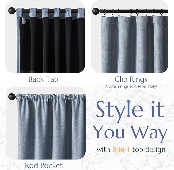 jinchan Faux Linen Blackout Curtains 84 Inch Length - Image 5
