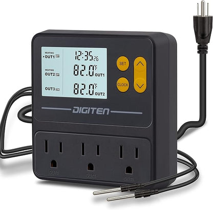 Reptile Temperature Controller, 3 Outlet Timer Thermostat by SENSTREE
