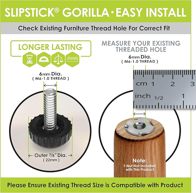 Slipstick Gorilla Outdoor Adjustable Furniture Levelers Weatherproof Screw in - Image 4