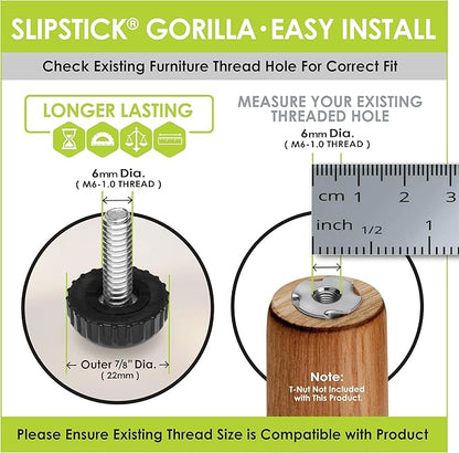 Slipstick Gorilla Outdoor Adjustable Furniture Levelers Weatherproof Screw in - Image 4
