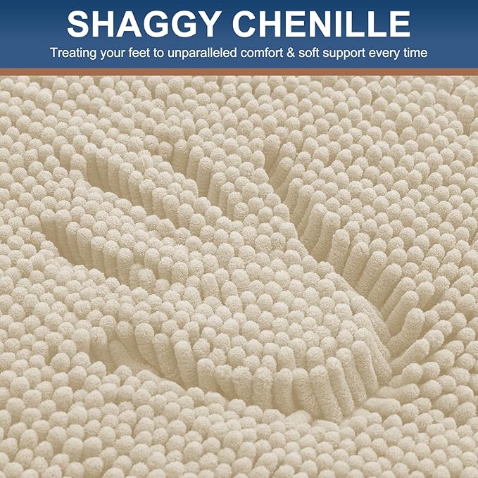 Smiry Luxury Chenille Bathroom Rugs 24x16, Extra Soft and Absorbent Shaggy Bath - Image 3