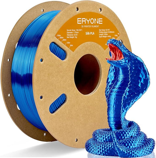 ERYONE Silk PLA Filament for 3D Printer, 1.75mm +/- 0.03mm, Royal Blue by ERYONE
