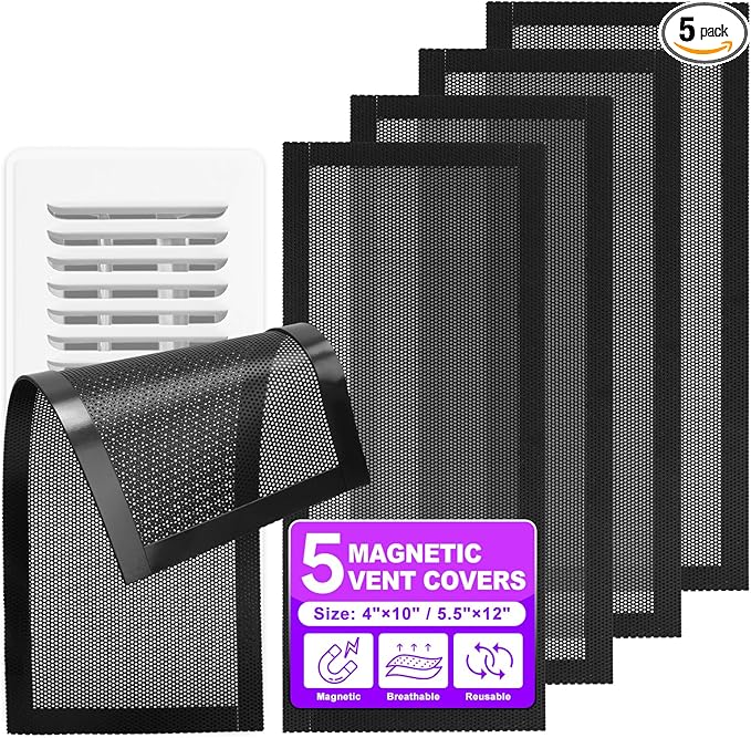 Floor Vent Covers, 5.5" x 12" Magnetic Vent Covers Air Vent Covers Mesh Screen by KeeTidy