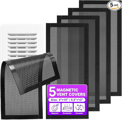 Floor Vent Covers, 5.5" x 12" Magnetic Vent Covers Air Vent Covers Mesh Screen by KeeTidy