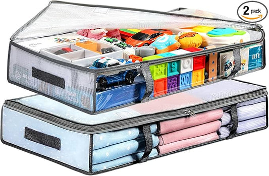 2 Pack Under Bed Storage Containers Bins, Humid-Proof Plastic Underbed Storage by MakeLifeBetterEasier