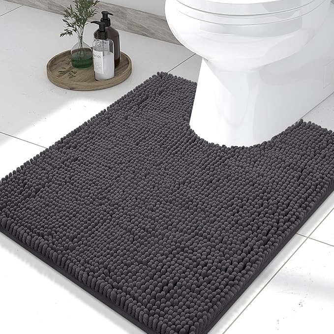 Smiry Luxury Chenille Toilet Rugs U-Shaped 24x20, Soft Absorbent Non-Slip by Smiry