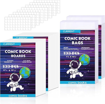 200 Pack Current Comic Book Bags and Boards, Thick Acid-Free Comic Books by YSCare