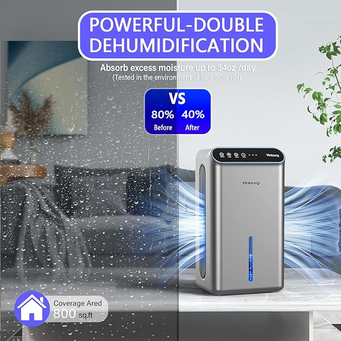 Dehumidifiers for Home Quiet Small Dehumidifier for Basement Bedroom Bathroom - Image 3
