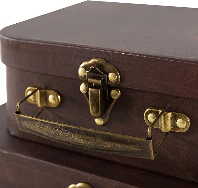 SLPR Paperboard Suitcases Set of 3, Nesting Luggage Decorative Mache Boxes - Image 4