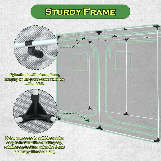 Grow Tent 96"x48"x78" 600D Mylar Hydroponic Indoor Grow Tent - Image 7