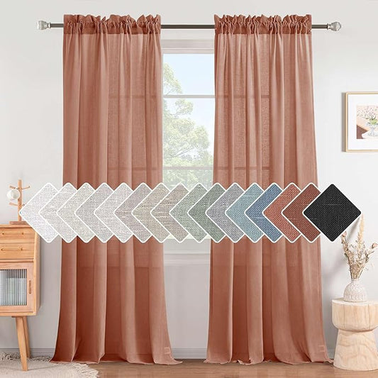 H.VERSAILTEX Linen Curtains Elegant Natural Linen Semi Sheer Curtains Energy by HVERSAILTEX