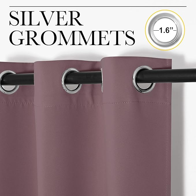 NICETOWN Dry Rose Blackout Curtain 118 inch Long, W55 x L118, 1 Panel, Thermal - Image 2