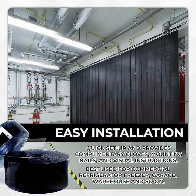 3x7' Black PVC Curtains Strips Kit - Image 6