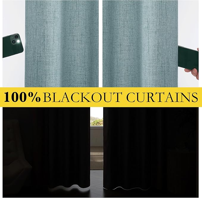 NICETOWN 100% Absolutely Blackout Linen Curtains - Image 4