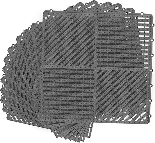 MYFAMIREA Modular Interlocking Cushion 12 Pack 11.8" x 11.8" Rubber Floor Tiles by MYFAMIREA