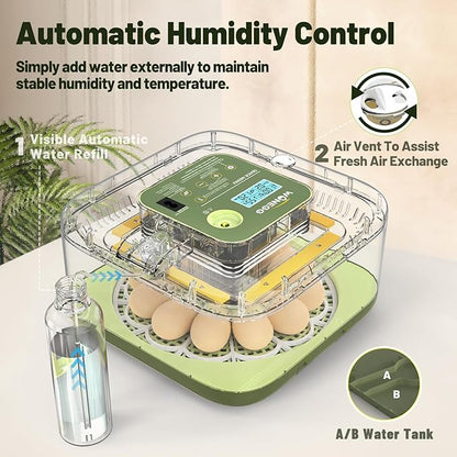 12 Egg Incubator with Automatic Egg Turning and Humidity Control, LED Egg - Image 3