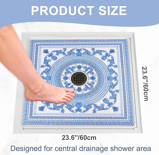 Square Shower Mat Non Slip: 24x24 Inch Extra Large Shower Mats - Image 2