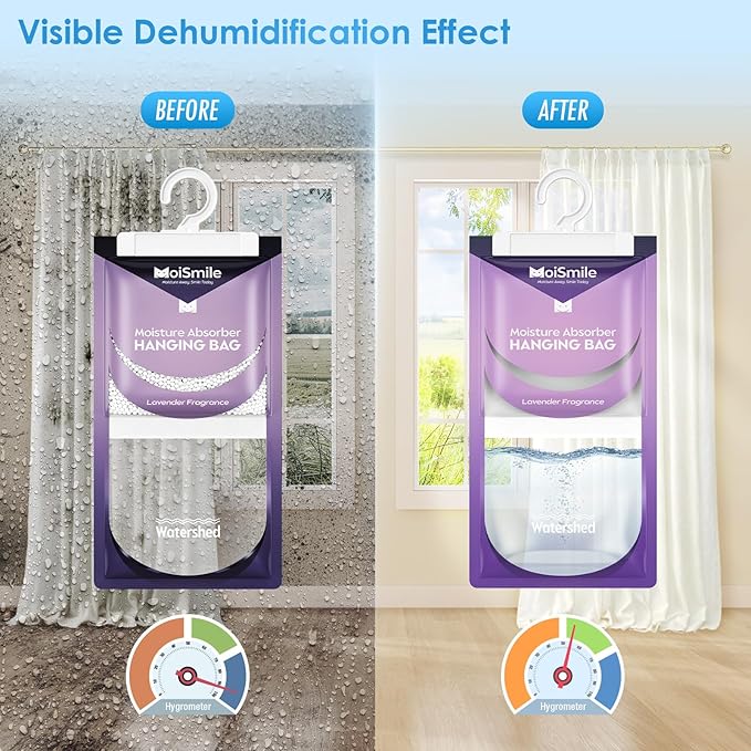 Moisture Absorbers 10 Pack Lavender Fragrance, Hanging Closet Dehumidifier Bags - Image 2
