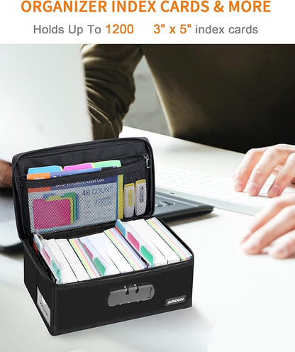 JUNDUN Index Card Holder with 48 Pieces 3x5 Inch Index Cards Dividers, - Image 3