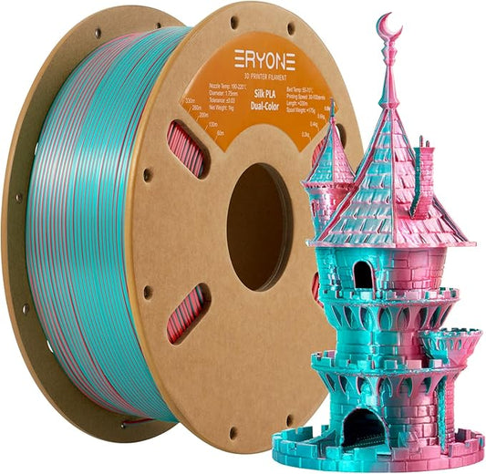 ERYONE Silk Dual Color PLA Filament 3D Printer 1.75mm +/- 0.03mm, Bicolor by ERYONE