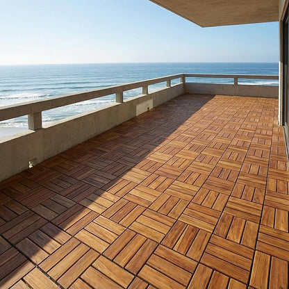 Bare Decor BARE-WF2009 Solid Teak Wood Interlocking Flooring Tiles - Image 6