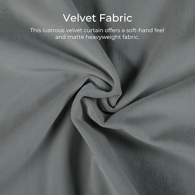 TWOPAGES Luxury Velvet Curtain Pinch Pleated Wolf Gray Curtain 96 inch Long - Image 3
