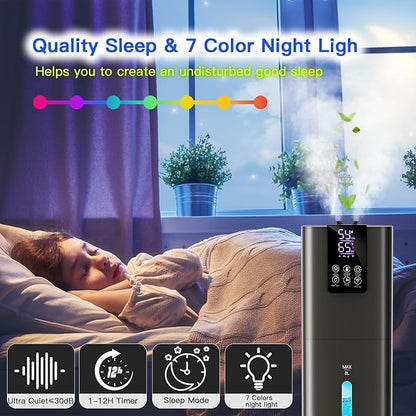 Smart Humidifiers Large Room Bedroom Home, 2.11Gal Quiet Top Fill Cool Mist - Image 7