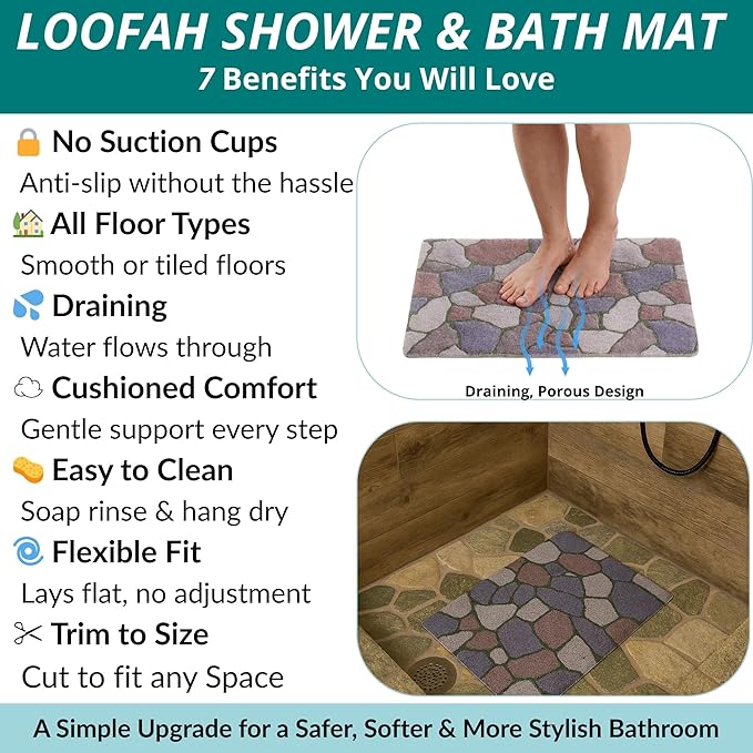 ENKOSI Loofah Non-Slip Shower and Bath Mat - Image 4